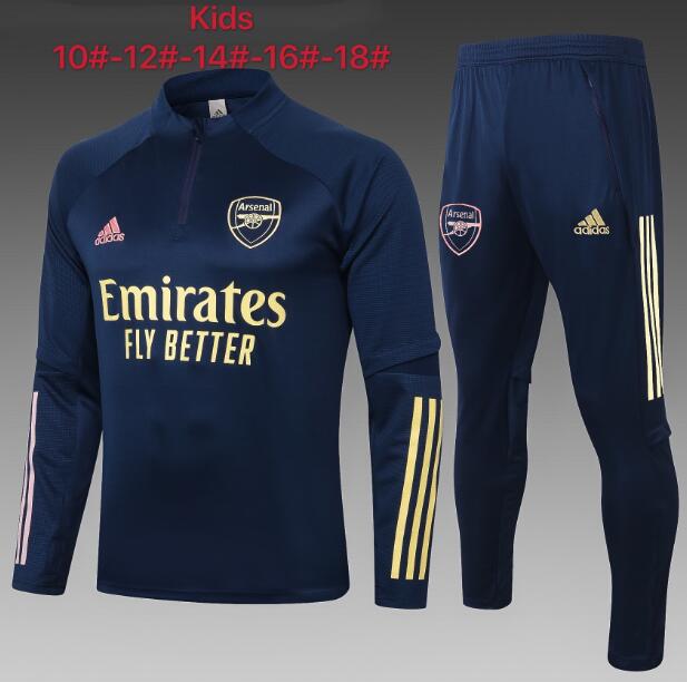 Arsenal Kids Dark Blue Sweatshirt and Pants Youth Training Kits 2020/21